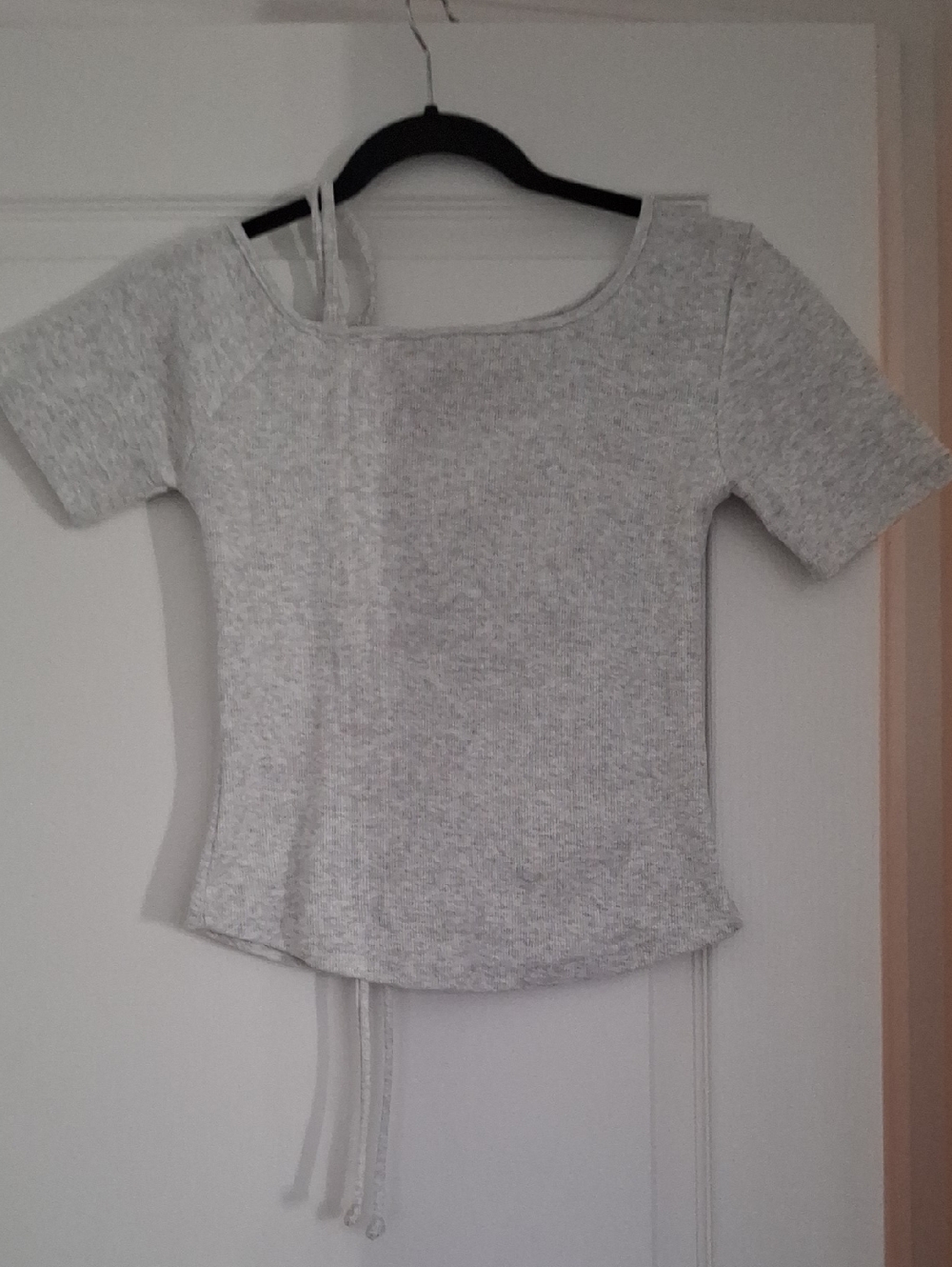 Women’s Light Gray Square Neck Short Sleeve Top